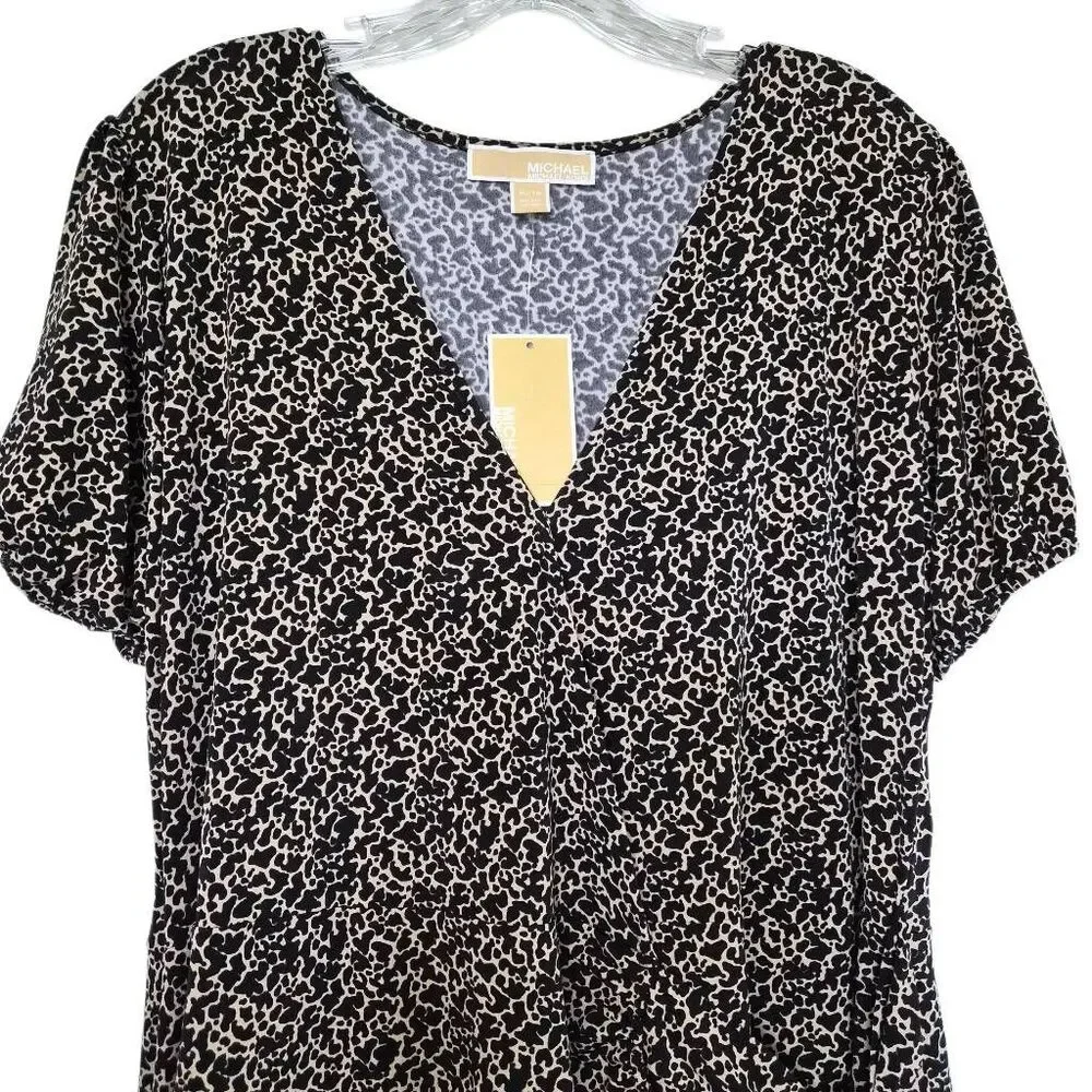 Michael Kors Animal Print Short Sleeves Wrap Mini dress Size XL